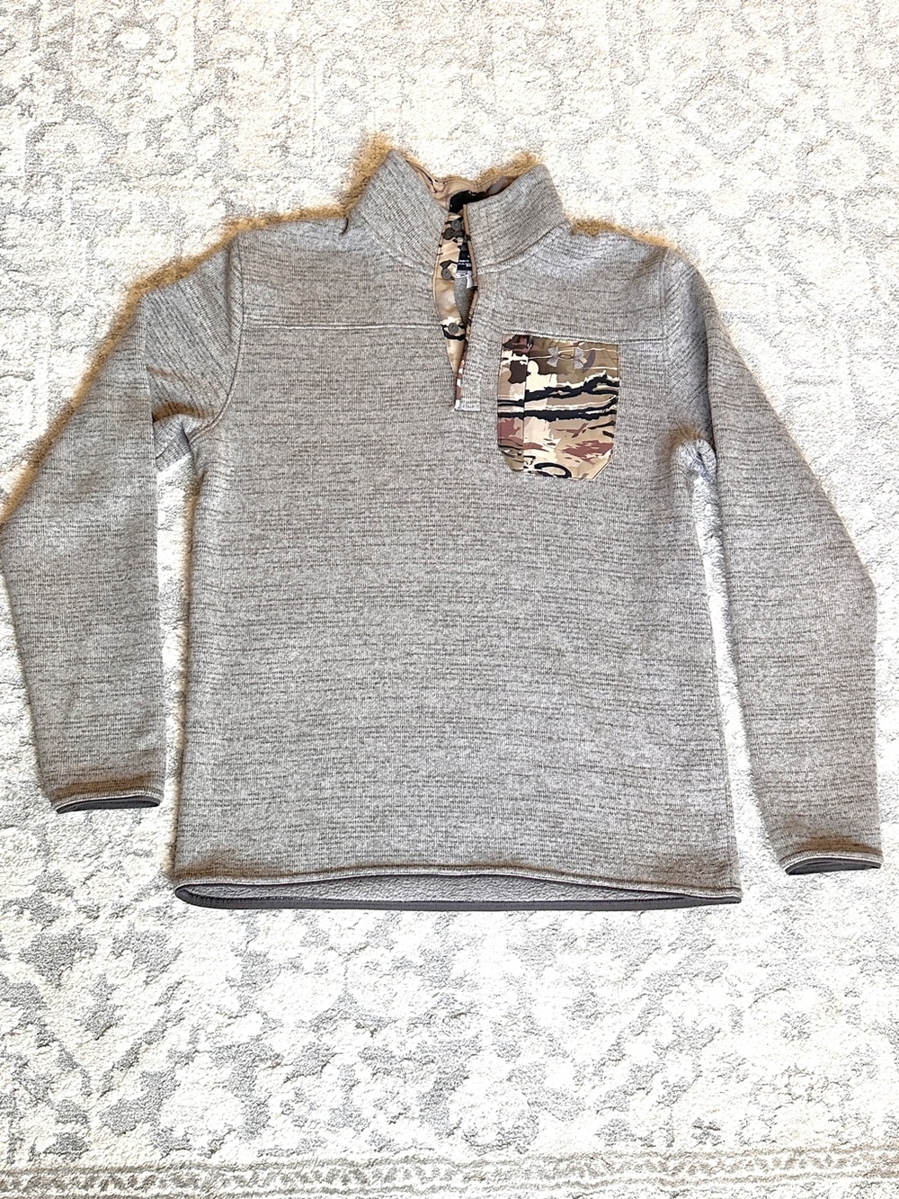 Under Armour Gray Quarter-Zip Sweater with Camo Pocket